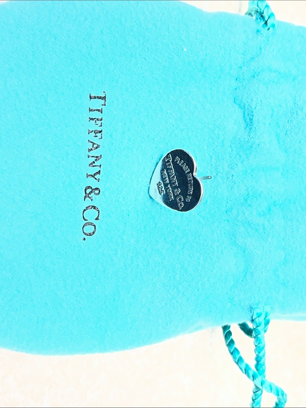 Tiffany & Co. Sterling Silver Heart Tag Earring on Blue Pouch- ONE Earring